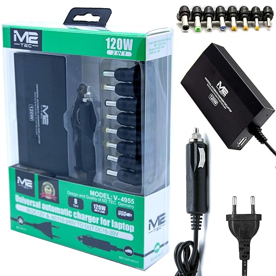 2in1 Ladekabel Netzteil Notebook Laptop Universal 120W 220v 12v Kfz für IBM ASUS Toshiba Dell Acer Output: 15V, 16V, 18,5V, 1