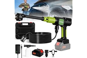 Sinbyuer Cordless Car Pressure Washer, 8000mAh Battery Powered Portable Power Washer | Powerful Handheld Pressure Washer - 600PSI, 6-in1 Nozzle | High Pressure Water Gun for Car, Home Cleaning