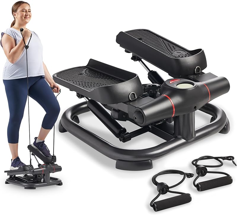 Sunny Health & Fitness 2-in-1 Premium Power Stepper with Resistance Bands
