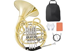 CHEHERY Double French horn, double-row French horn F/Bb 4-key lacquer gold process French horn with bag (gold)