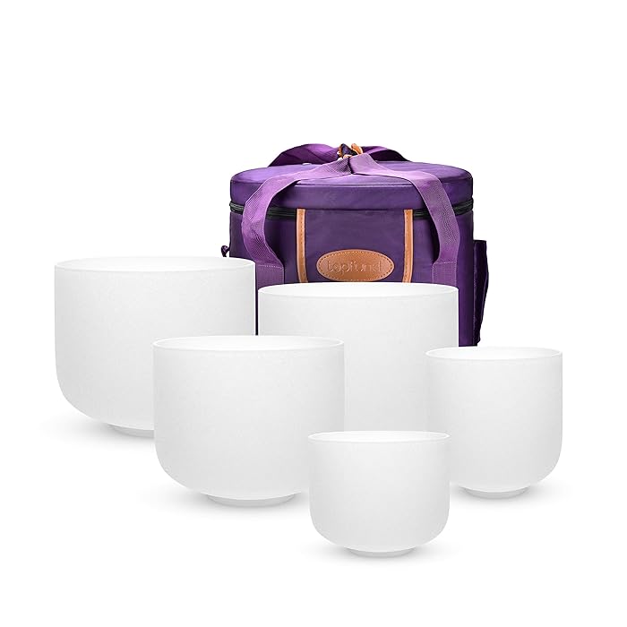 Buy TOPFUND 614 inch Chakra Tuned Set of 5 Crystal Singing Bowls with