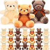 HyDren 24 Pcs Valentines Day Teddy Bear Bulk Stuffed Animal Bear Plush Gift 12 Inches Soft Stuffed Animals Small Sleeping Playing Toys for Baby Shower Birthday Graduation Decoration(Colorful)