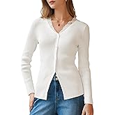 Arach&Cloz Women's 100% Cotton Lace Button Going Out Slim Fitted Cardigan Sweater 2026