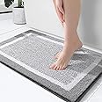 OLANLY Bathroom Rugs 24x16, Extra Soft and Absorbent Microfiber Bath Mat, Non-Slip, Machine Washable, Quick Dry Shaggy Bath Carpet, Suitable for Bathroom Floor, Tub, Shower (Small, Grey)