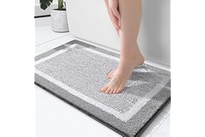 OLANLY Bathroom Rugs 24x16, Extra Soft and Absorbent Microfiber Bath Mat, Non-Slip, Machine Washable, Quick Dry Shaggy Bath Carpet, Suitable for Bathroom Floor, Tub, Shower (Small, Grey)