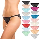 Sexy Basics Womens String Bikini Briefs | 100% Cotton | No Show Underwear | Multi Packs & Colors
