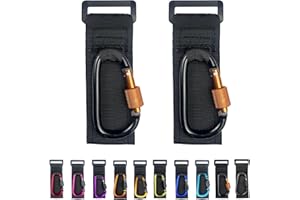 DEIHAALEN [Upgrade]Baby Stroller Hook with Locking, Carry 30 lbs per Stroller Clip, Baby Stroller Accessories & Car Seat Hook for Hanging Diaper Bag, Golf, Shopping and Pet Cart(2 Pcs + Nylon + Black Orange)