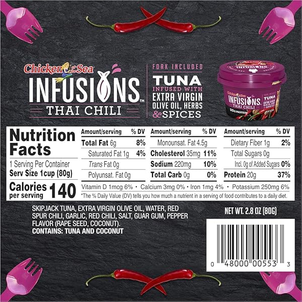 CHICKEN OF THE SEA INFUSIONS TUNA, THAI CHILI, 2.8 OUNCE