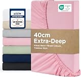 Bedsure Double Fitted Sheet Deep 16in Pocket 135x190 Pink Microfiber