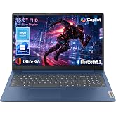 Lenovo 15.6" FHD Essential Laptop, Intel Processor, 8GB DDR5, 128GB Storage | 1TB Cloud Storage, 2026 Edition, Copilot AI, Office 365, Long Battery Life, WiFi 6, Anti-Glare Screen, Win 11