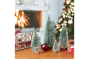 TIME APPIS Mini Christmas Tree, Desktop Miniature Pine Tree, Table Top Small Christmas Tree Toppers, Bottle Brush Christmas Trees Decorations Indoor 5Pcs, Xmas Holiday Decor