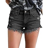 MODARANI Jean Shorts for Women Trendy Denim Short Mid Rise Strechy Summer Outfits