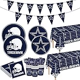 122PCS Football Party Supplies for Boys Teen Sport Themed Party Decorations American Rugby Plates Napkin Cups Tablecloth Banner Forks Knives Game Day Tableware Set for 20 Guests