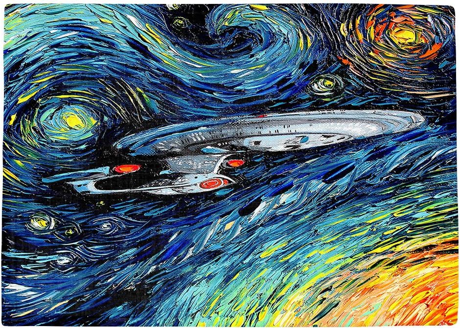 Dia Noche PM-AjaAnnvanGoghStarTrekPainting2 Kitchen Place Mats, Set of 4