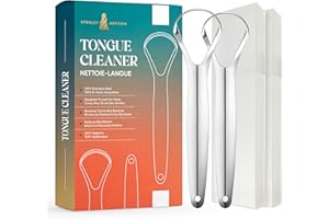 Stanley Artisan Tongue Scrapers - Tongue Cleaner with 2 Pieces Travel Cases - Surgical Stainless Steel Rustproof Tongue Scrap