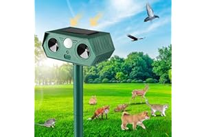 SHINYART 2024 Solar Ultrasonic Animal Repeller, Upgraded Dog Repellent Outdoor, Cat Deterrent with Motion Detection,Waterproof Deer Repeller,Animal Repellent for Squirrel, Raccoon, Skunk, Rabbit, Fox, Bird