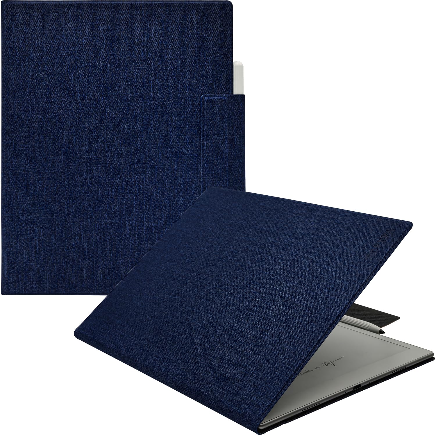 Photo 1 of GOVTVA Magnetic Case for Onyx Boox Go 10.3 ePaper 2024 Released Ultra-Thin Lightweight Leather Cover with Magnetic Pen Buckle, Auto Sleep/Wake & Magnetic Closure (Cloth Bark Blue)