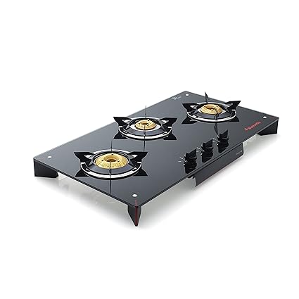 Butterfly Prism 3 Burner Glass Top/ Top Knob LPG Gas Stove