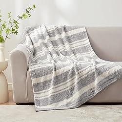 Snuggle Sac Grey Stripe Knitted Throw