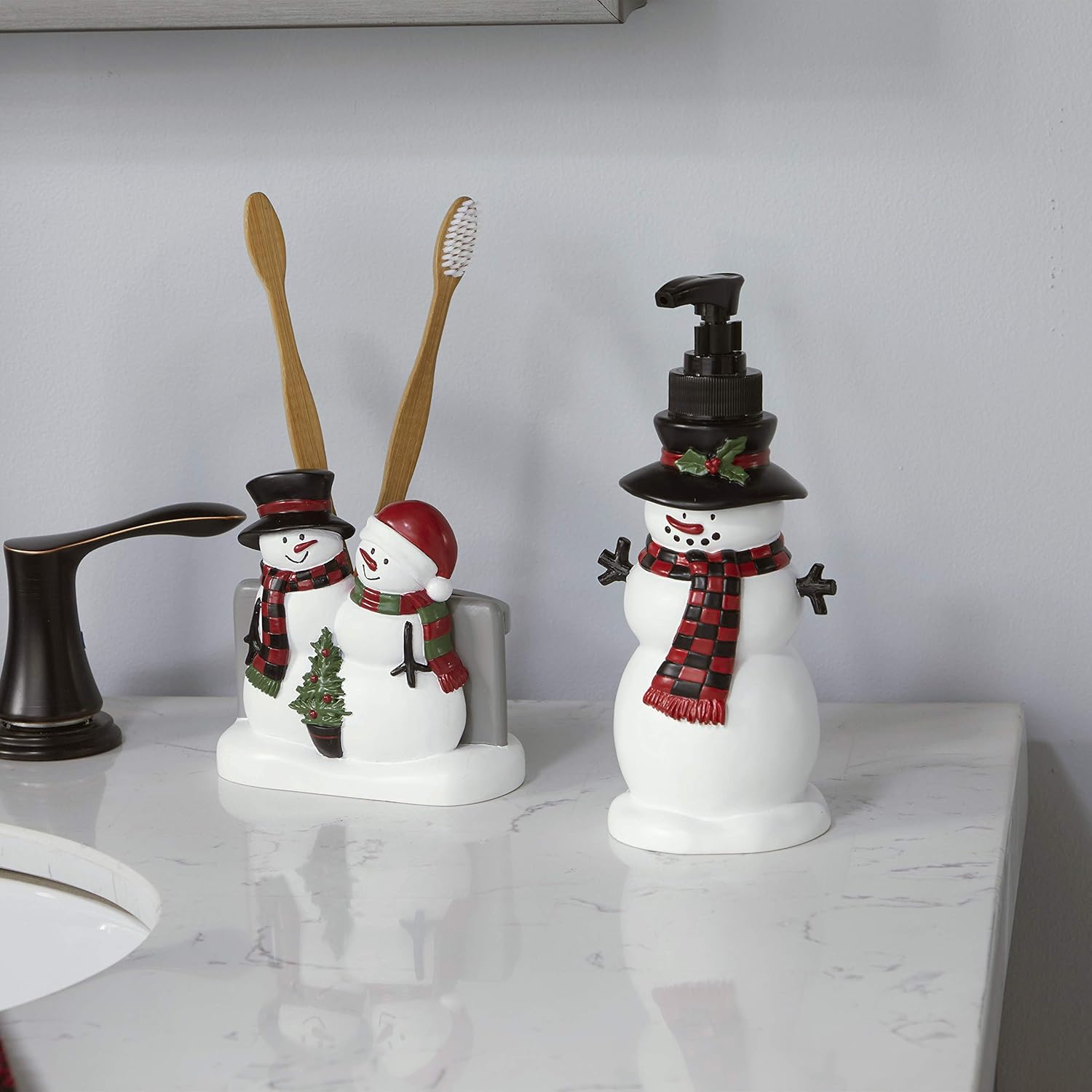 SKL Home by Saturday Knight Ltd. Woodland Winter Toothbrush Holder, Red: Home & Kitchen