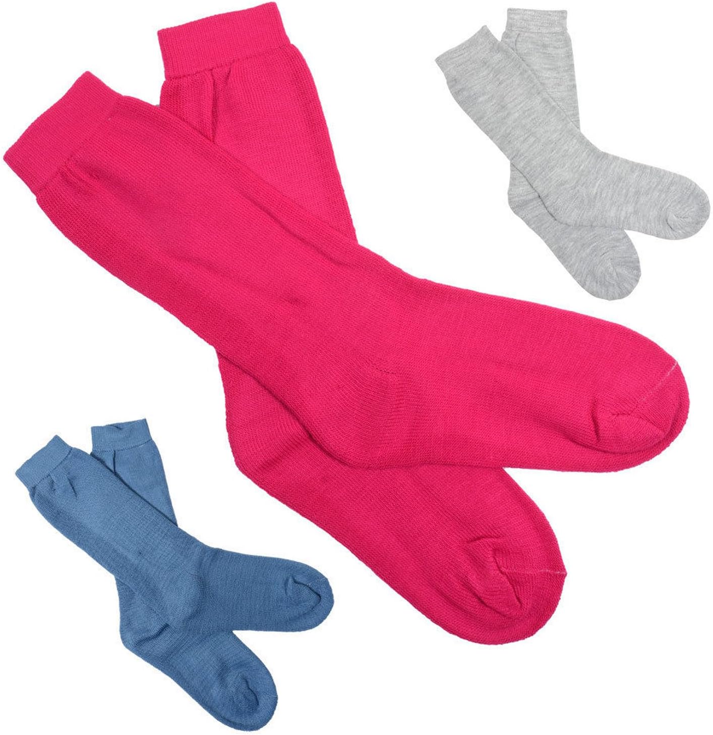3 pairs of Ladies/Girls/Womens Plain Wellington Welly Boot Long Socks Size UK 4-7 NEW