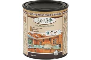 SamaN Interior One Step Wood Seal, Stain and Varnish – Oil Based Odorless Dye - Protection for Furniture and Fine Wood (Teak 