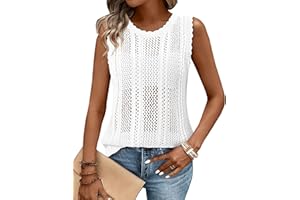 BETTE BOUTIK Women Sweater Vest Crew Neck Knit Vests Sleeveless Pullover Sweaters Tank Tops Hollow Out Loose Shirts Summer
