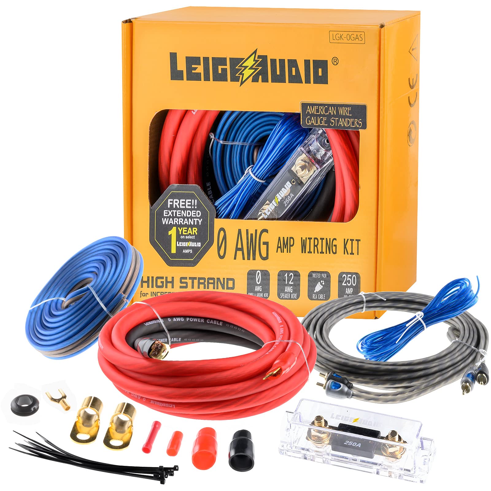 Photo 1 of 0 Gauge Amp Wiring Kit Complete 0 AWG Amplifier Installation Wiring Kit - Car Subwoofer Wiring Kit Helps You Make Connections and Brings Power to Your Radio, Subwoofer and Speakers