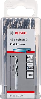 Bosch PointTeQ HSS Twist Drill Bit 4.8 x 52 x 86 mm 10pc