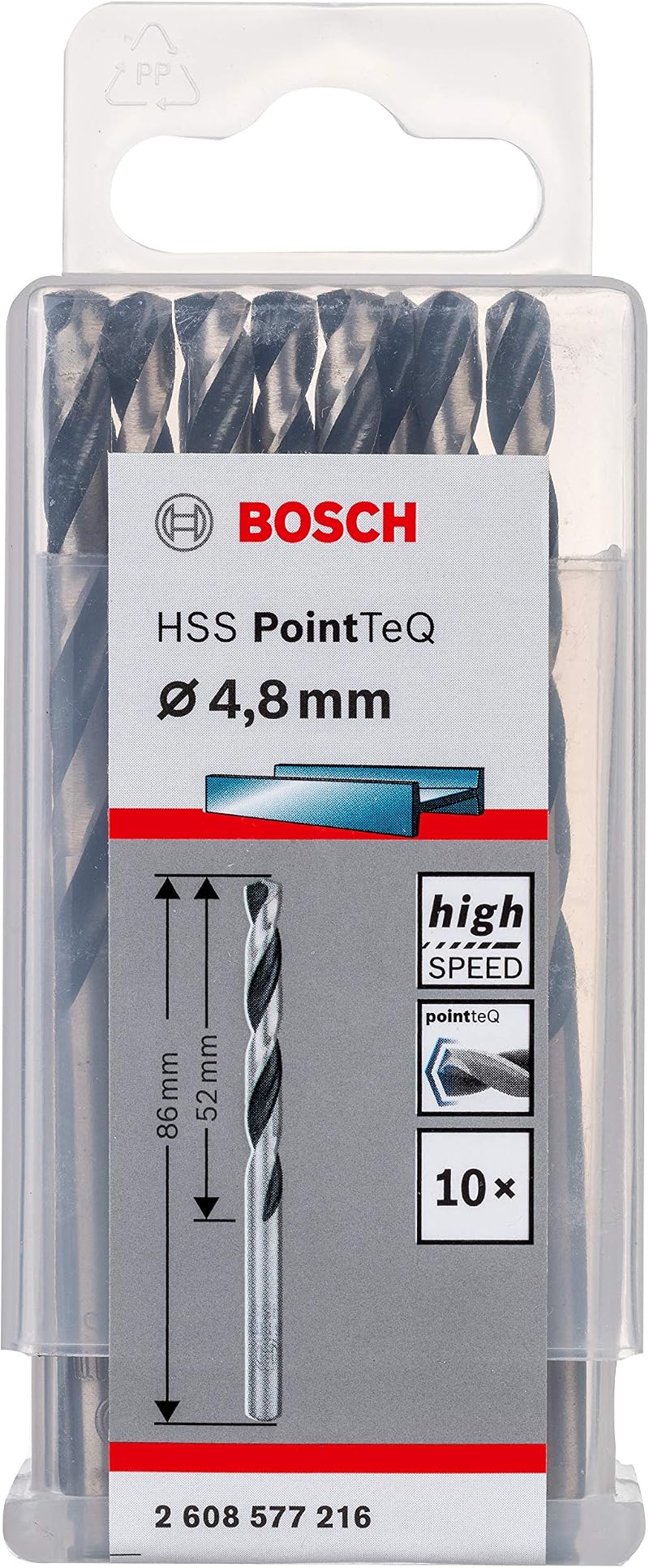 Bosch PointTeQ HSS Twist Drill Bit 4.8 x 52 x 86 mm 10pc