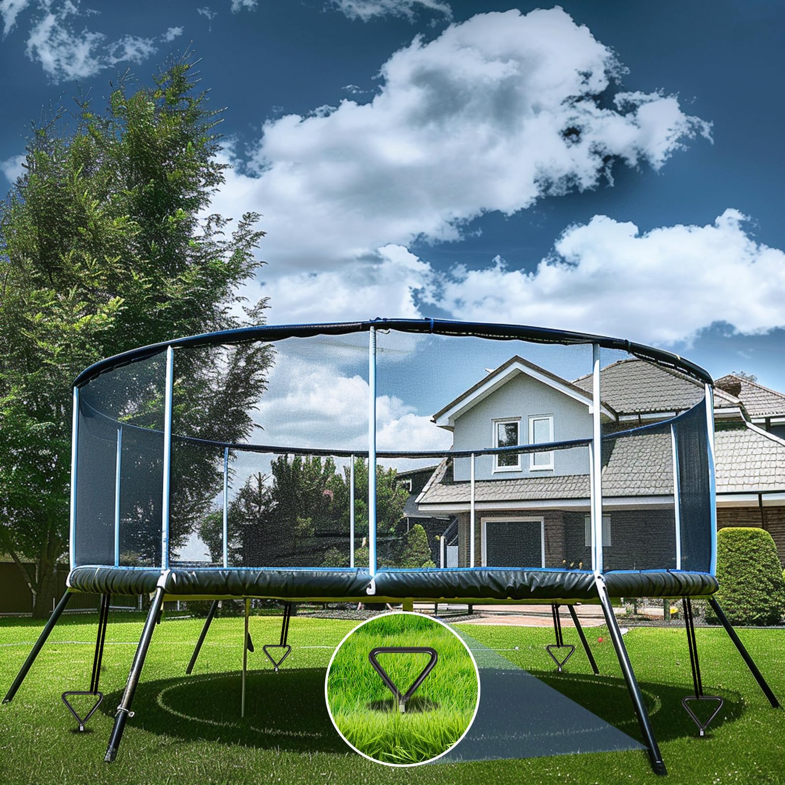 Bodenanker Trampolin 4 Pack | Heavy Duty Erdanker zum Einschrauben für Trampoline Withstand High Wind mit Gurten 8