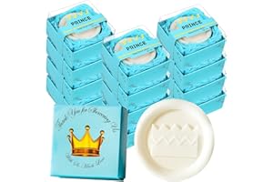 AIXIANG 24 Pack Handmade Prince Blue Crown Style Soap Favors for Baby Shower Favors Baby Birthday Decorations for Boy