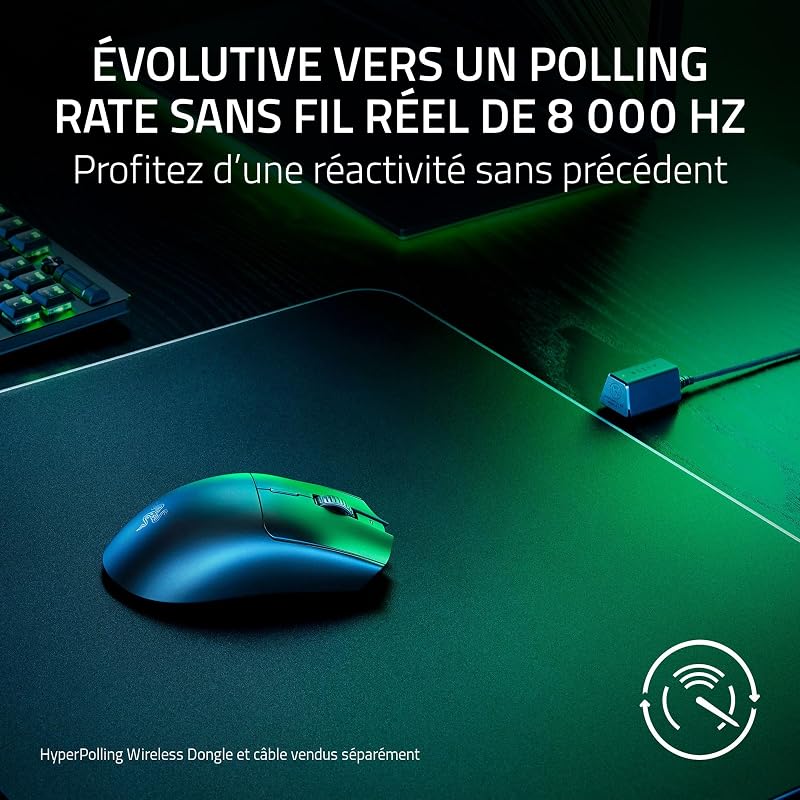 Viper V3 HyperSpeed - Souris sans fil pour l’Esport - Capteur optique 30K Focus Pro (Jusqu’à 280 Heures d’Autonomie, Switches Mécaniques de 2e gen, Polling Rate Réel de 4000 Hz) Noir