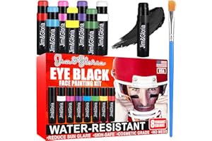 Jim&Gloria Water Resistant Under Eye Black Stick Sports Face Paint Body Markers Makeup Athletes Softball Stuff Lacrosse Baseball Drip Football Gear Game Accessories Gift 8 Colors Eyeblack Painting Kit