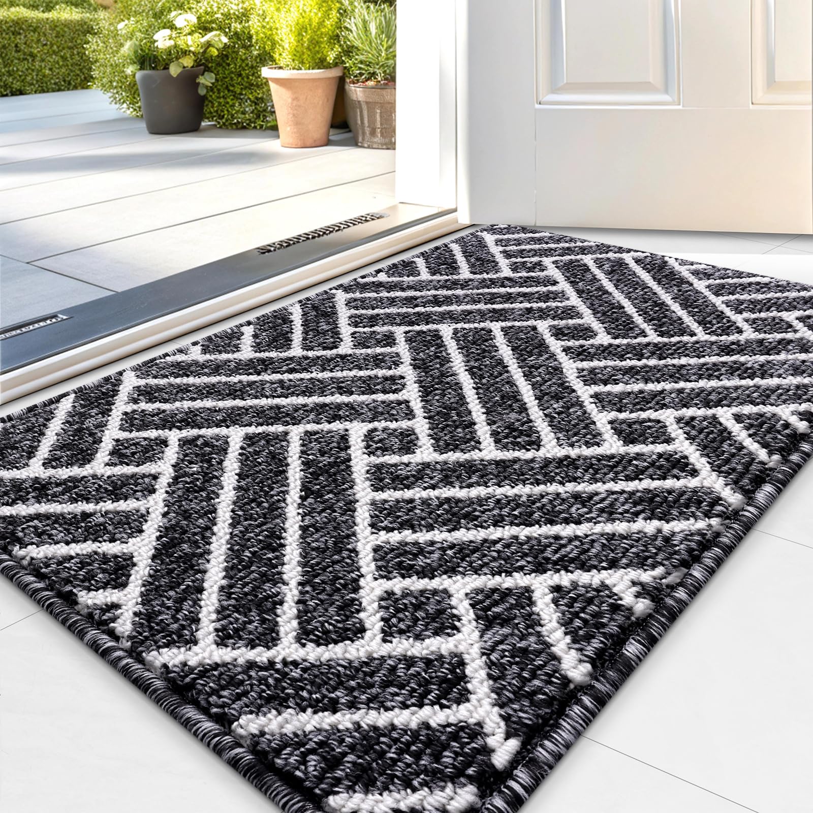 Photo 1 of OLANLY Indoor Door Mat, 36x24 Inch, Dirt Resistant and Absorbent, Non-Slip Rubber Backing Floor Mats, Easy Clean Low-Profile Doormat for Entryway, Front Door, and Inside Entrance, Black