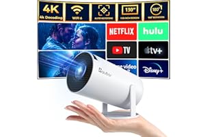 aubor Smart Projector with Android TV 11.0, Support 1080P Portable Projector with 5G WiFi and Bluetooth, 10000 Lumen，Auto Keystone Correction, Premium 360 Sound, 40"-130" Screen Video Projector