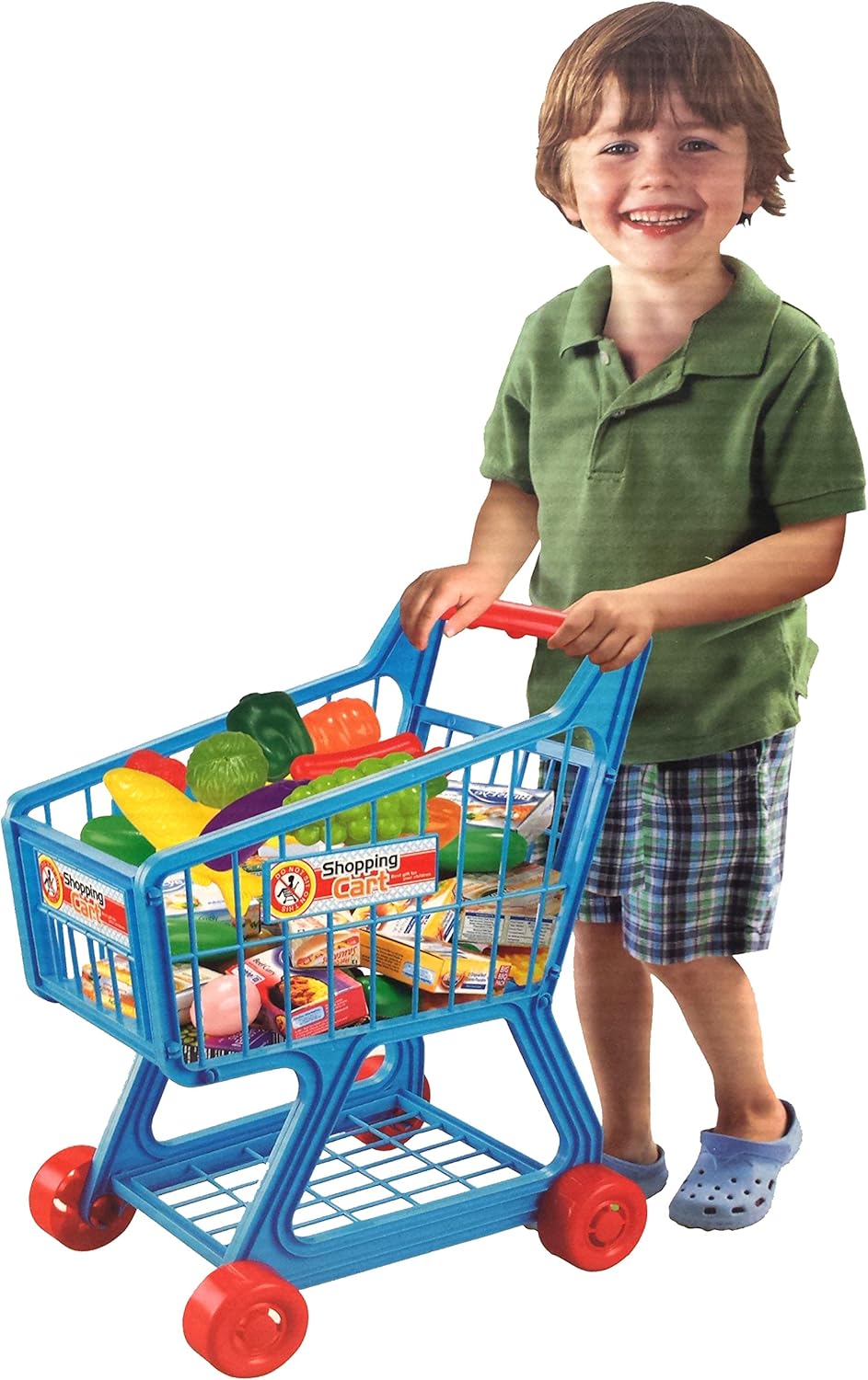 toy supermarket set with shopping trolley