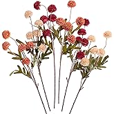 SITUMEIZI Faux Silk Pompon Mum Artificial Burnt Orange Flowers Fake Mini Chrysanthemum Flowers Mums 6Pcs for Home Party Wedding Decorations