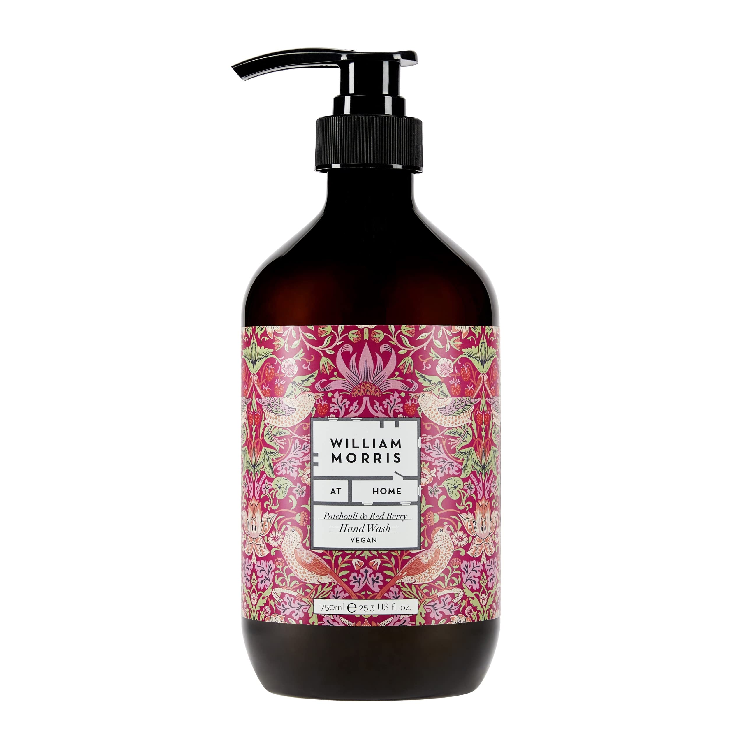 William Morris At Home Hand Wash 500ml, Fragranced with Patchouli Essential Oil, Style to the Bathroom and Kitchen, Cruelty and Vegan Friendly, Gift for Her