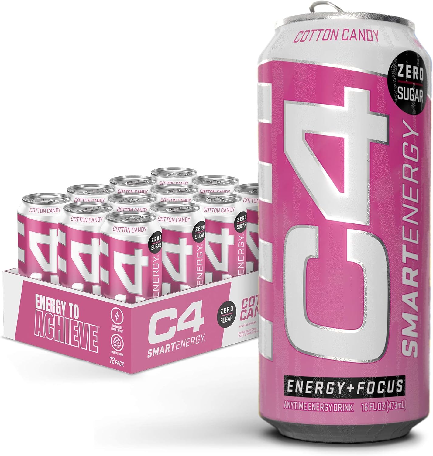 C4 Smart Energy Sugar Free Energy Drink 16oz (Pack of 12) | Freedom Ice | Performance Fuel & Nootropic Brain Booster with No Artificial Colors or Dyes: Health & Personal Care
