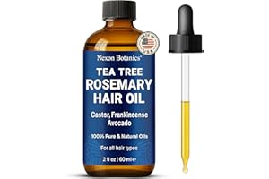 Tea Tree Rosemary Oil for Hair Growth 2 fl oz - Scalp Treatment with Castor, Frankincense & Avocado Oils - For Dry, Damaged Hair - Nexon Botanics