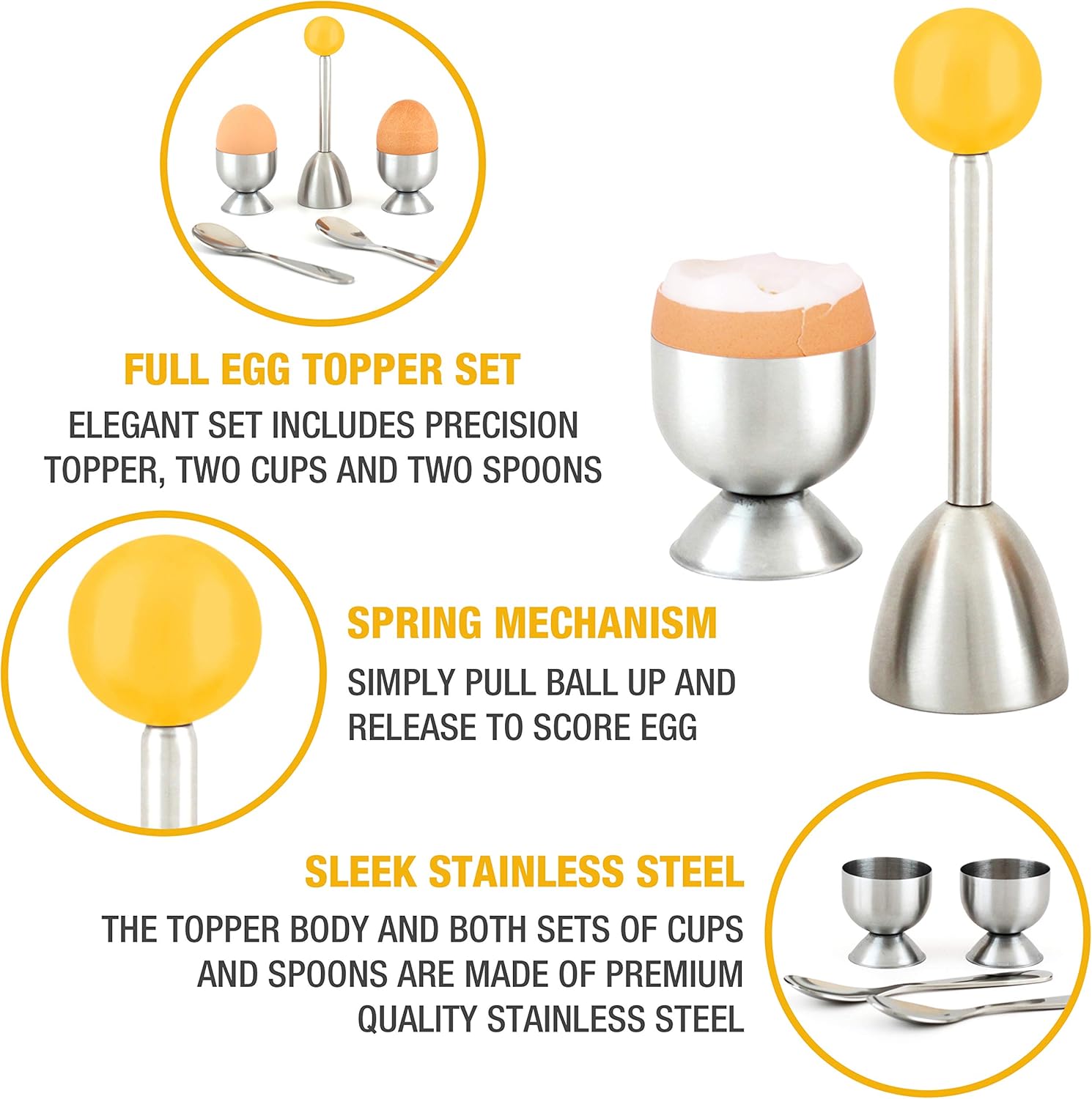 Eparé Egg Cracker Topper Set Complete Soft Boiled Egg Tool Set
