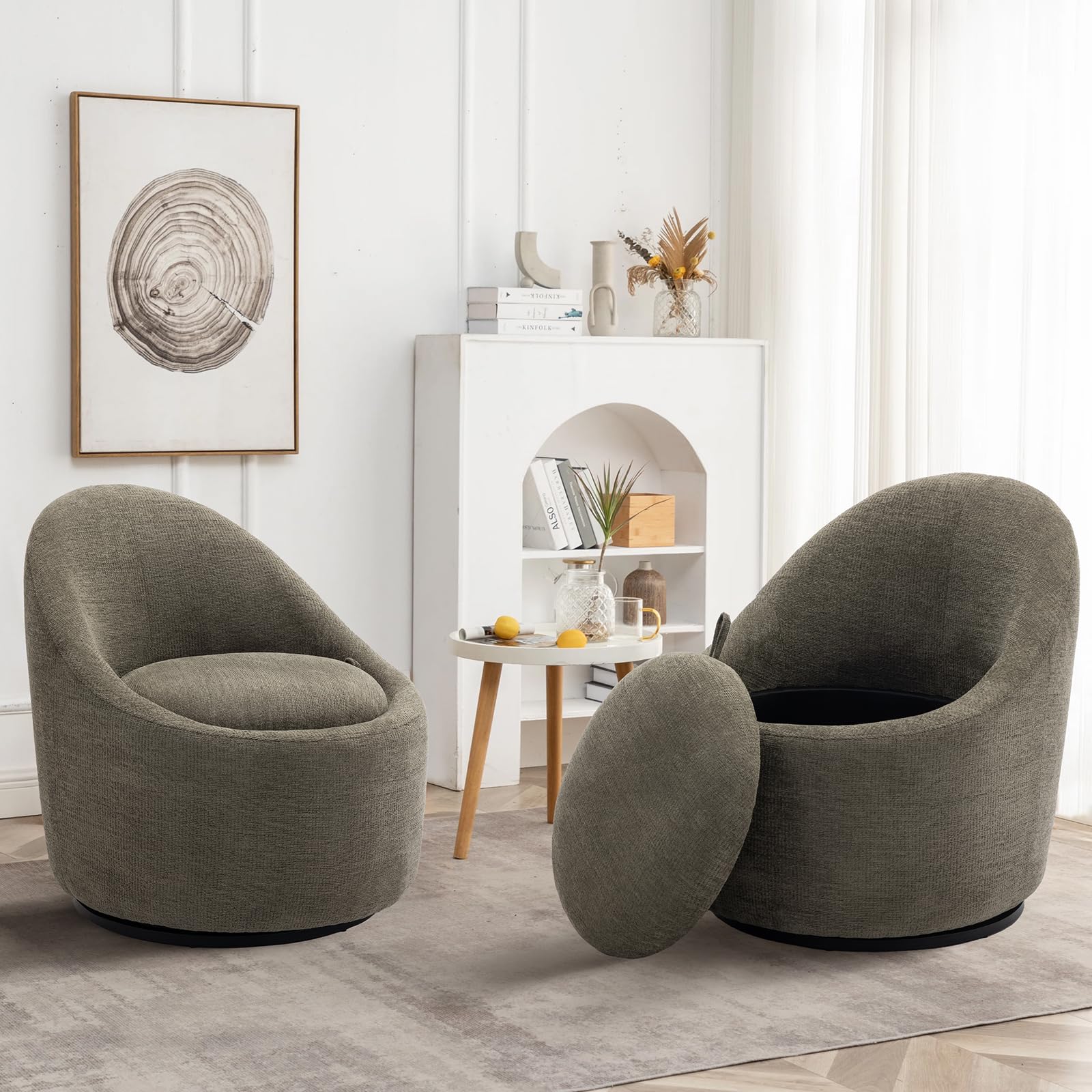Photo 1 of ****SINGLE CHAIR**** Modern Green Accent Swivel Chair - 360 Barrel Chair with Hidden Storage for Living Room/Bedroom