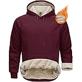 MAGCOMSEN Men's Sherpa Hoodie Heavyweight Fleece Lined Thick Winter Thermal Athletic Sweatshirt with Kangaroo Pocket