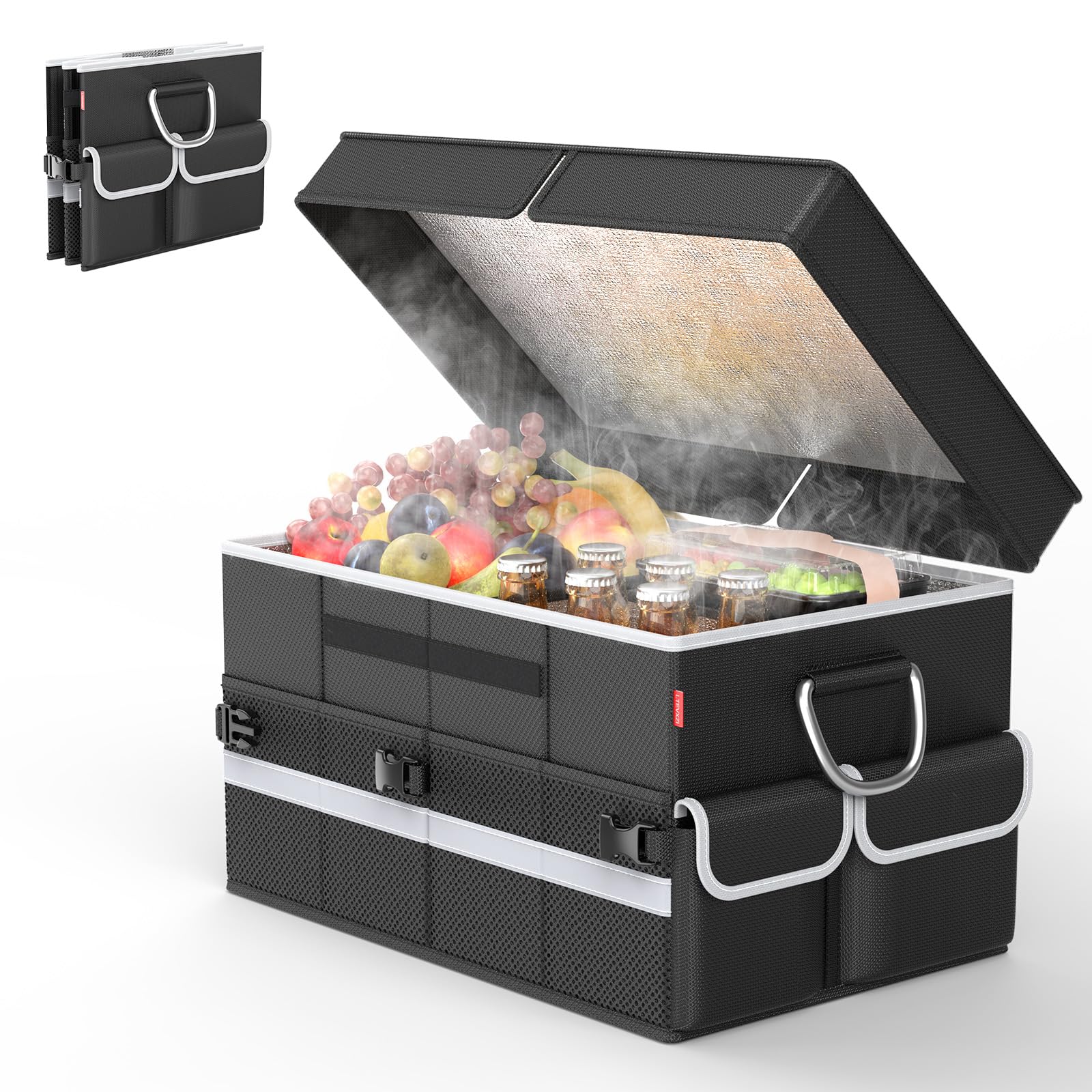 Photo 1 of Cooler Bag – Soft Travel Cooler Holds 45 Cans, Stays Cold for 8H & Warm for 6H – Portable Car Trunk Organizer for Camping, Beach, Picnic