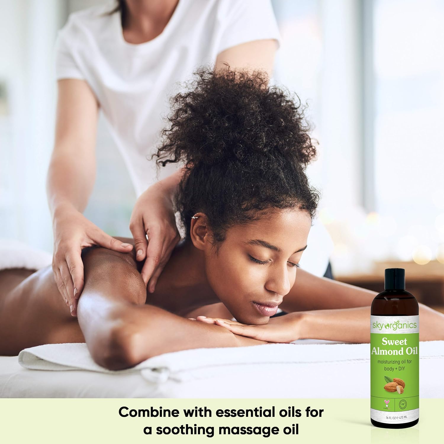 Sweet Almond Oil by Sky Organics (Large 16oz) Pure Cold-Pressed Almond Face Oil Moisturizing Oil for Body Skin & Hair : Beauty