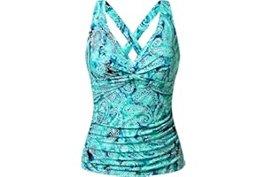 TEMPT ME Women Underwire Tankini Top Only - Tummy Control Bathing Suit Top Twist Front Swim Top Criss Cross Back Swimsuit 2025