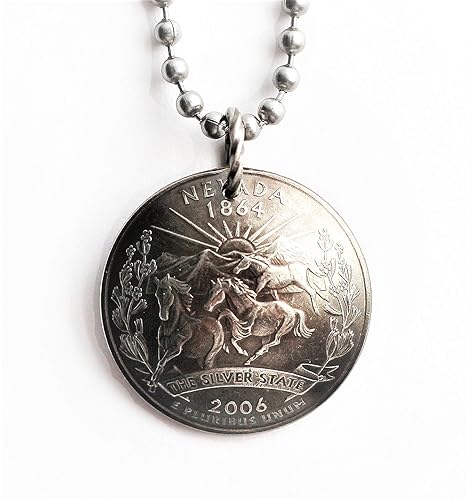 Amazon Com State Quarter Domed Coin Necklace Nevada U S America Pendant Wild Mustangs 2006 Handmade