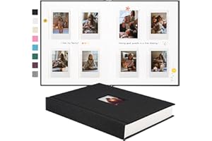 Rseozr 112 Pockets Instax Mini Photo Album For 2x3 Pictures, Linen Hardcover Polaroid Photo Album With Writing Space, Polaroid Album Book For Fujifilm Instax Mini Instant Camera (Black)