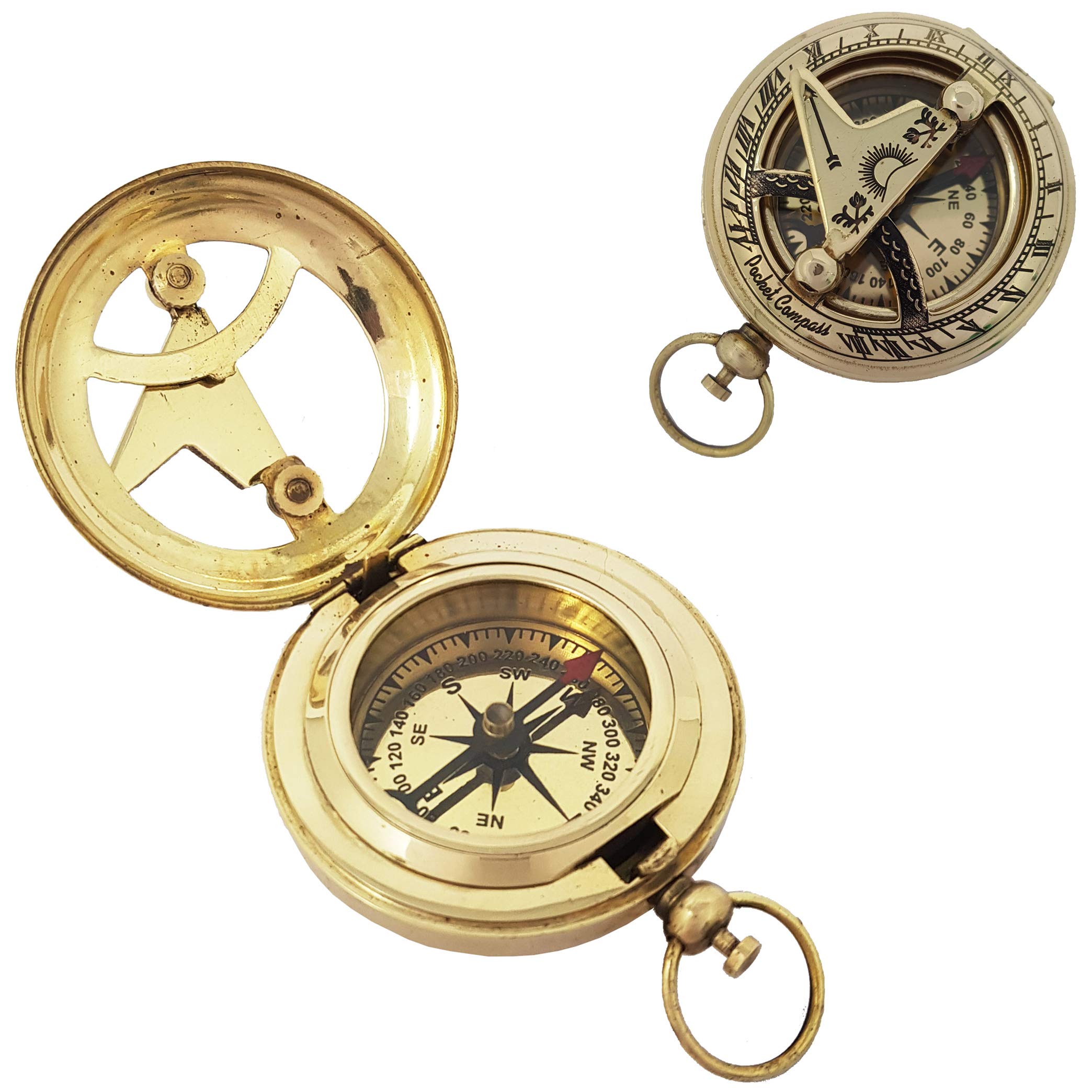 Push Button Brass Pocket Compass Direction Compass Pocket & Gift Compass For Hiking And Camping